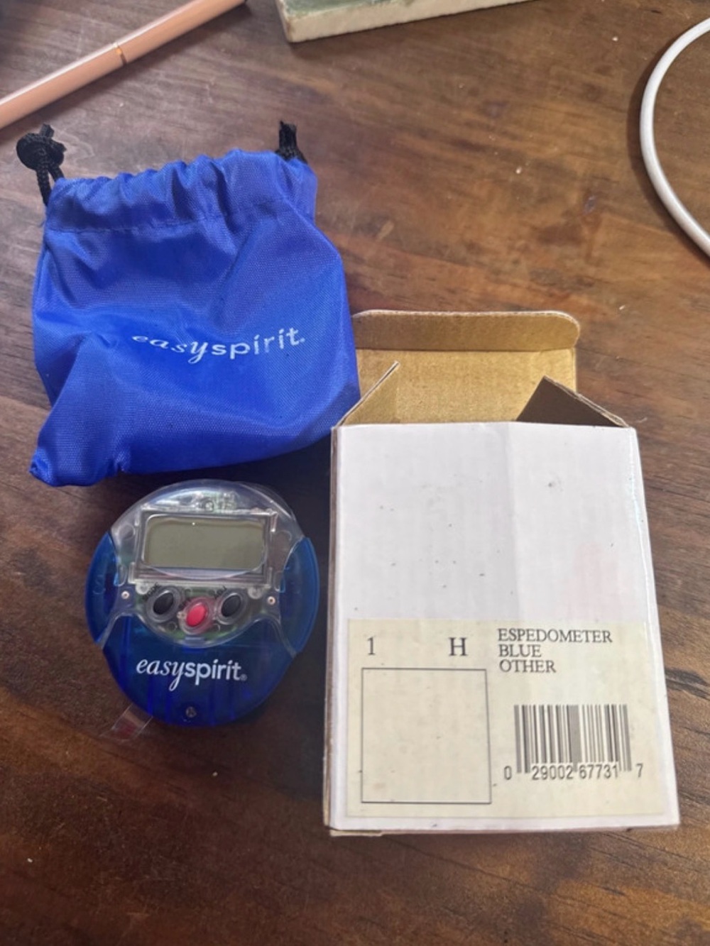 Easy Spirit Blue Digital Pedometer with Drawstring Pouch